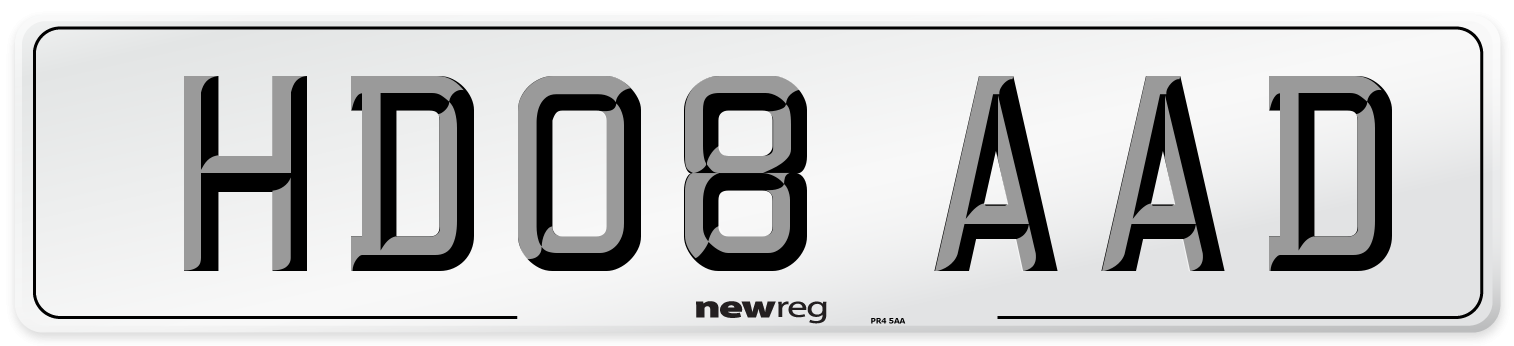 HD08 AAD Number Plate from New Reg